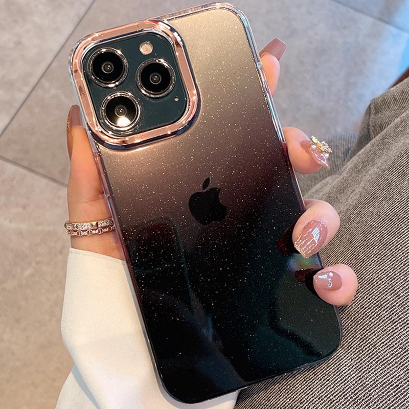 Роскошный градиентный блестящий чехол для телефона Bing для iPhone 16 Pro Max 15 14 13 12 11 Plus с гальваническим покрытием, прозрачная противоударная бамперная накладка