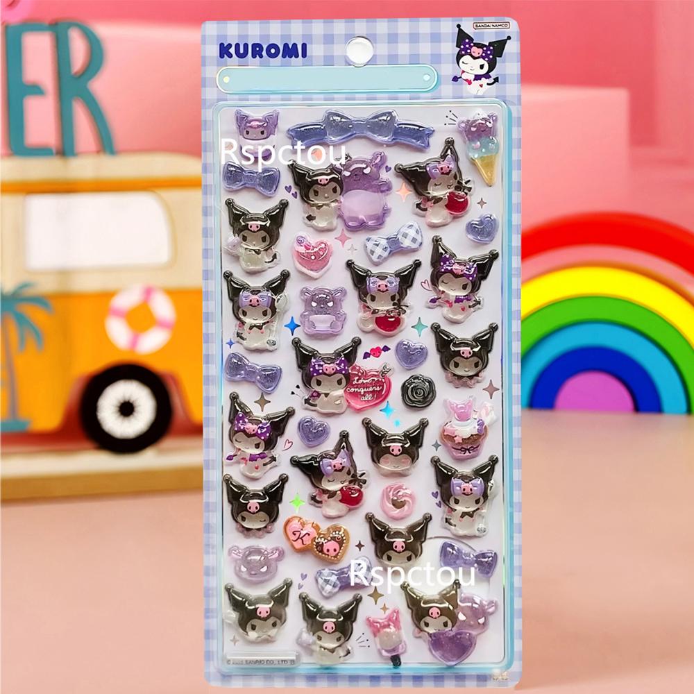 Cute Sanrio 3D Relief Stickers Aesthetic Kuromi Cinnamoroll My Melody Jelly Sticker Kawaii Decoration Bubble Decals Toys Gifts