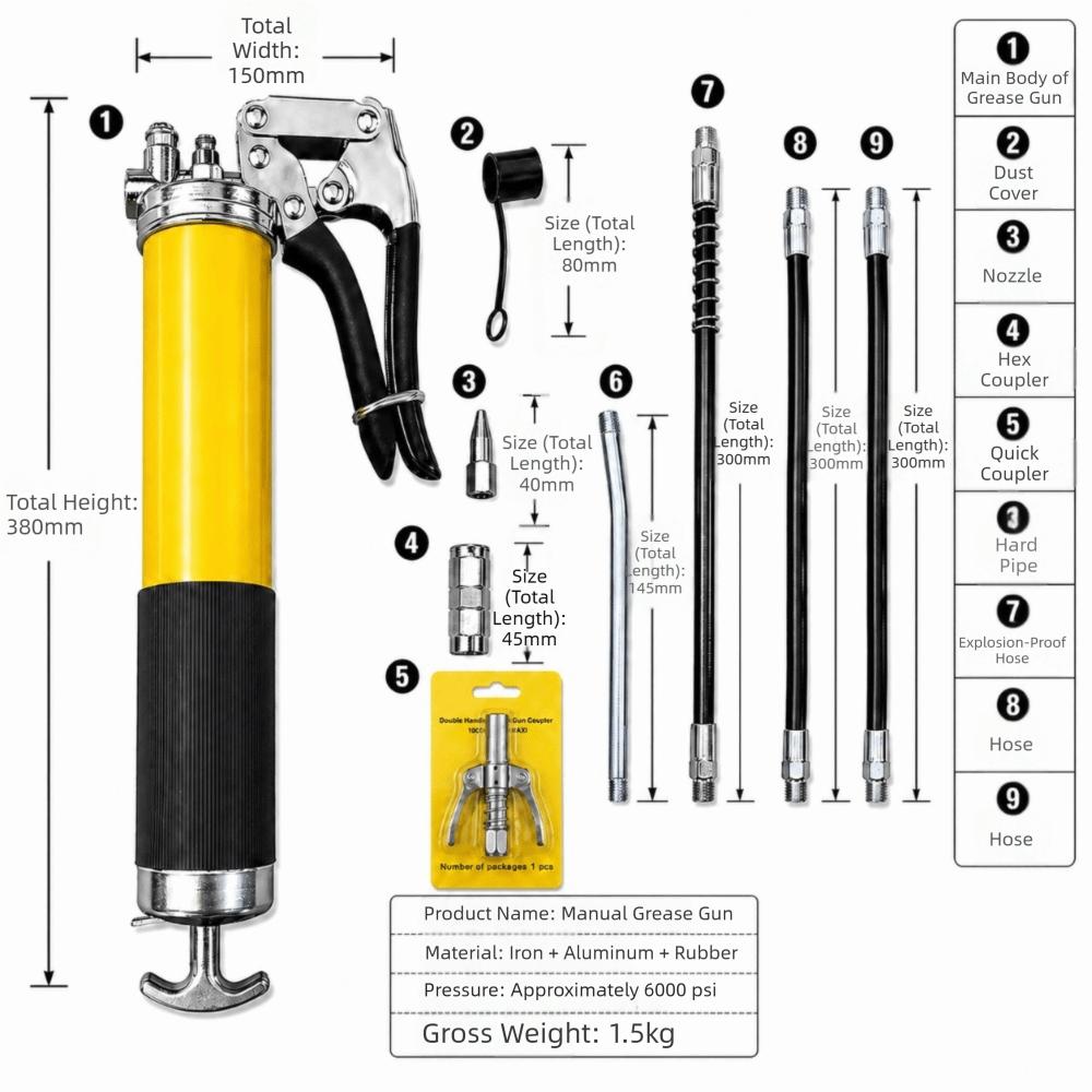 Portable Grease Tool Aluminum Zinc Zinc Alloy Grease Injector Precision Lubrication