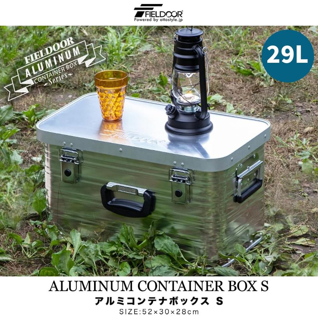 FIELDOOR Aluminum Container Box (Small) with Handle, Perfect for Camping, Gear, and Tool Storage, Stackable, Lightweight, and Durable for Outdoor Use