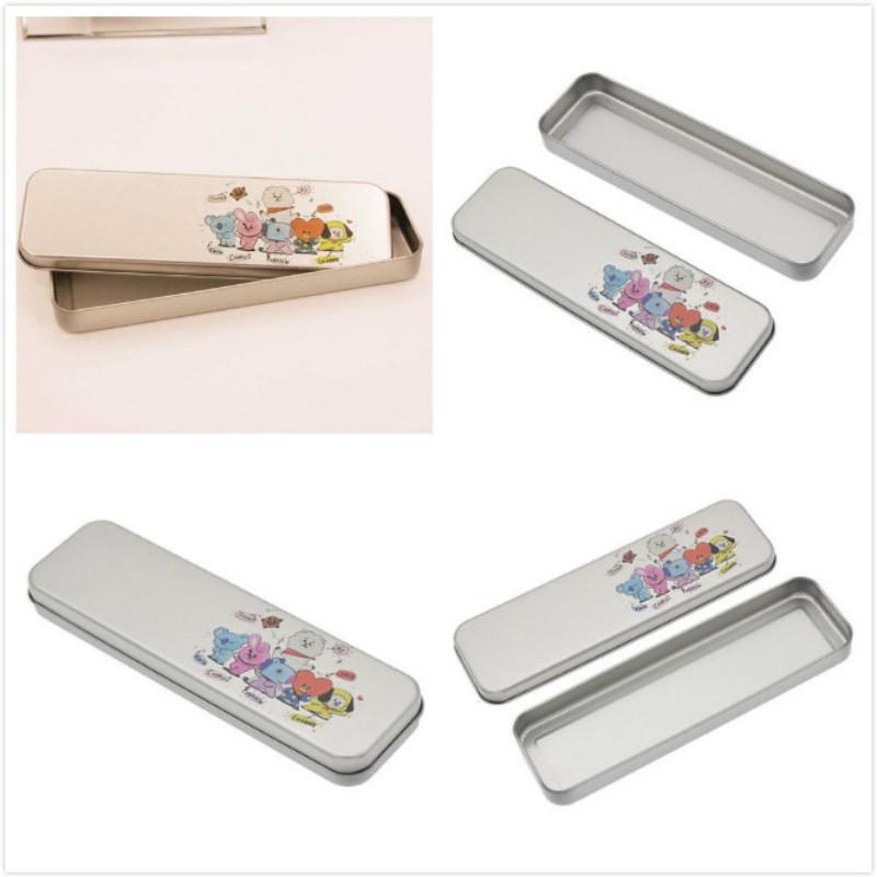 BTS Kpop BT21 Металлический мультяшный пенал Shooky Chimmy Пенал для учебы Канцелярский кейс