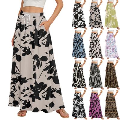 Женские струящиеся расклешенные юбки-макси с оборками и эластичным поясом, элегантные многослойные длинные юбки в стиле бохо