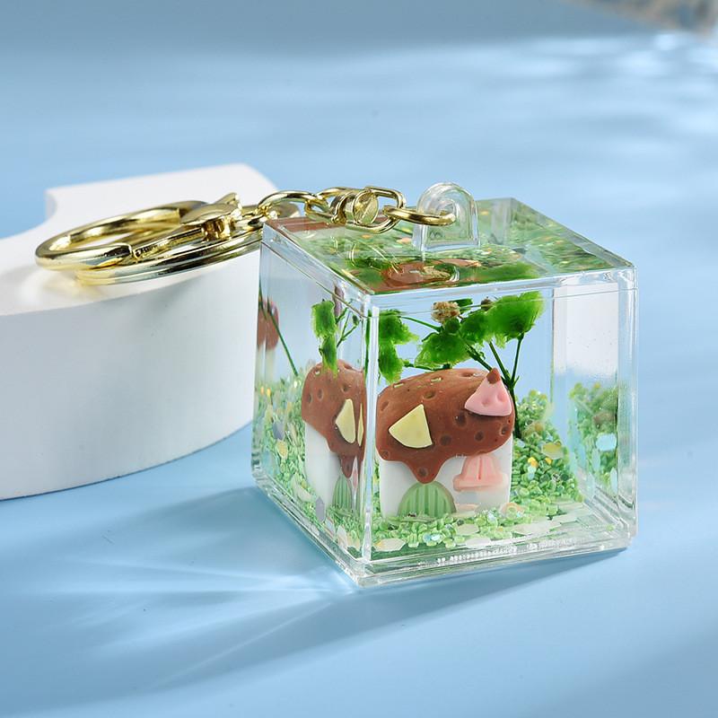 Pendant Keychain Acrylic Accessory With Sand Flow Design For Dating Giving Gift