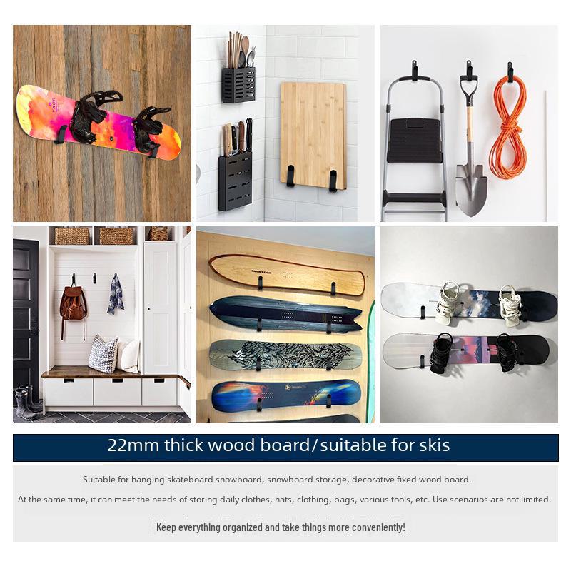 Деревянный настенный крючок для сноуборда с металлическим кронштейном для хранения в гараже