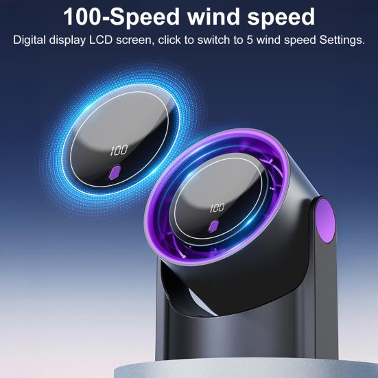Mini Desk Fan LED Digital Display 100 Speed Adjustable Quiet USB Rechargeable Fan Home Office Outdoor Travel Portable Summer Cooling Fan