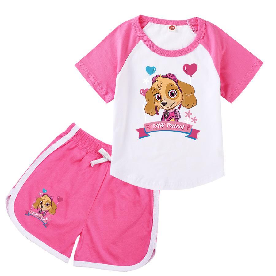 Kids Patrol Skye Printing Cotton Tshirt Shorts Girls Boutique Clothes For Cotton Home Clothing Children's Clothes Set Cosplay Teen Girls Outfits