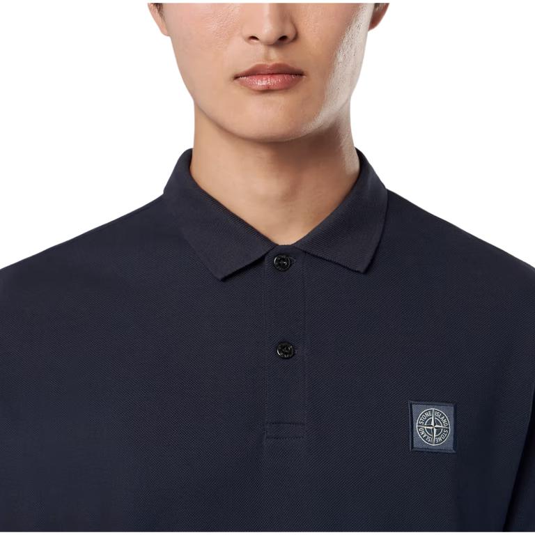STONE ISLAND Лого Однотонная Футболка-поло с коротким рукавом Мужские топы Темно-синий K1S1522000-2RS0039-V0020