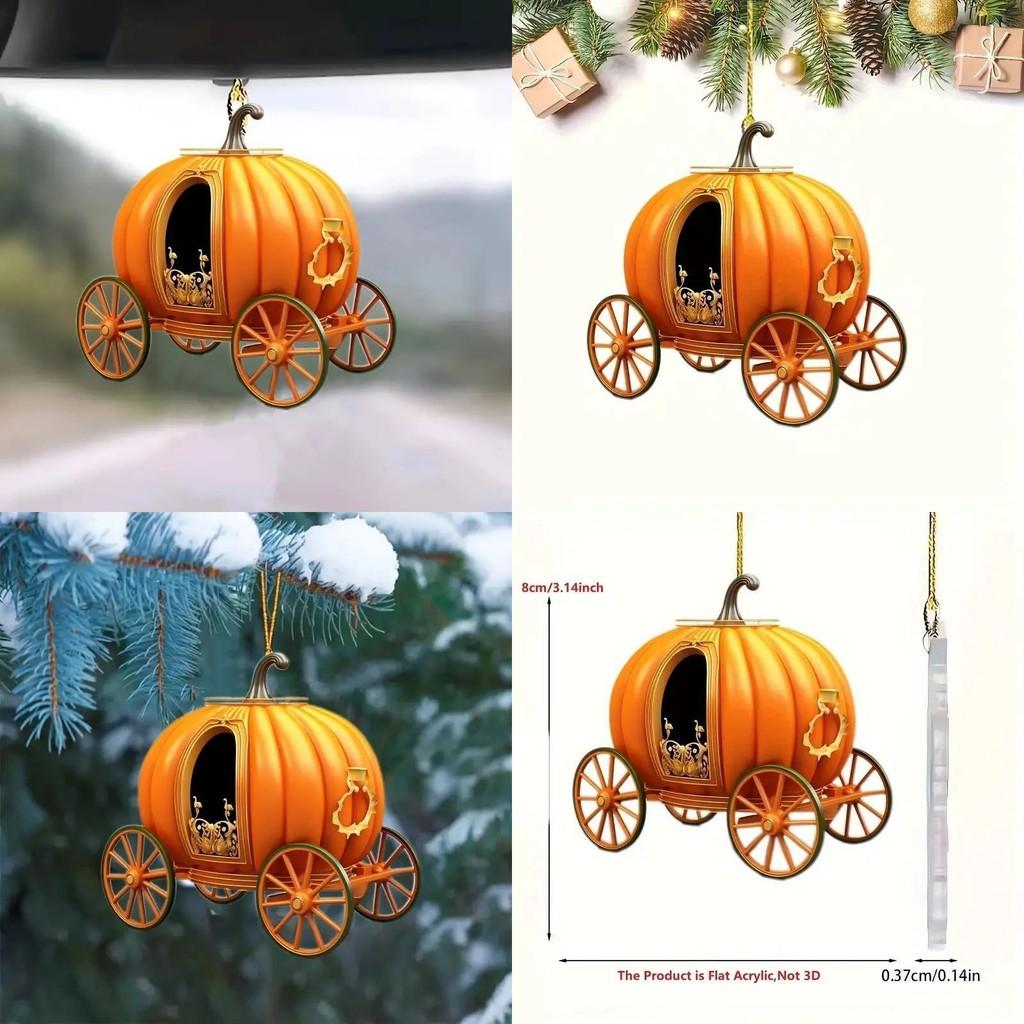 Carriage Pumpkin Halloween Acrylic Flat Surfac Pendant For Interior Enhancement