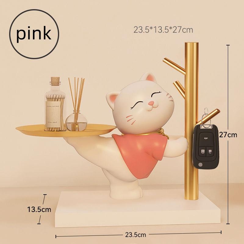 NEW Lucky Cat Statue Room Decor Cosmetic Storage Tray Nordic Home Decor Living Room Table Decoration Snacks Storage Decoration