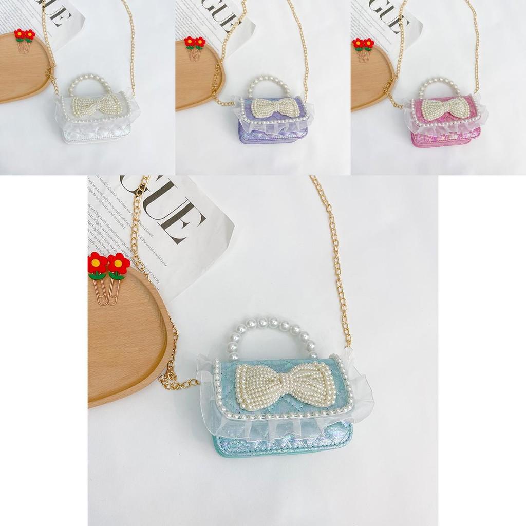 Charming Mini Pearl Chain Handbag For Girls In Various Colors Cute Lace Design