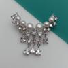 Natural Freshwater Cultured White Pearl Cubic Zirconia Pave Silver Plated Brooch