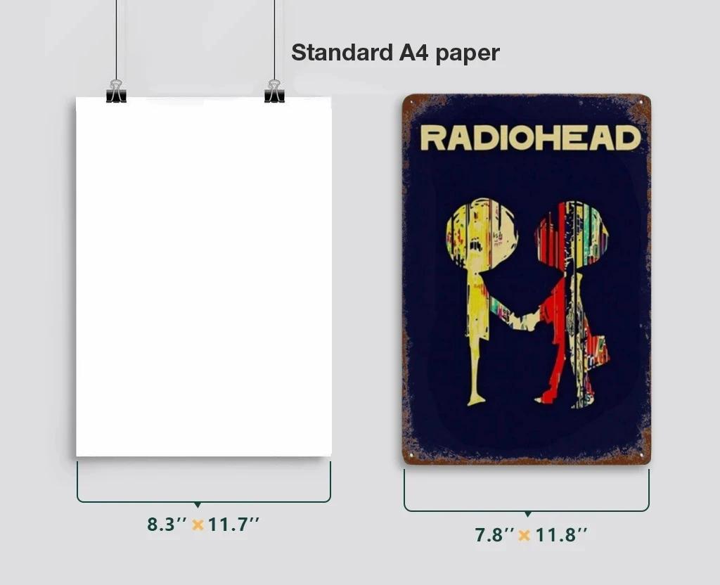 Рок-группа Radiohead Music Art Poster Ретро Металлическая жестяная вывеска Винтажная табличка для дома, комнаты, бара, клуба, мужской пещеры, кафе, декор настенные тарелки