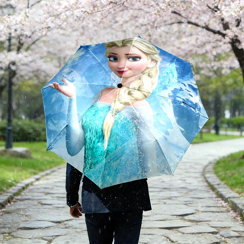 1pc Sturdy 8-Bone Auto Umbrella, Frozen Olaf Umbrella, Digital Printed, Foldable Umbrella for On-the-Go Outdoor Use