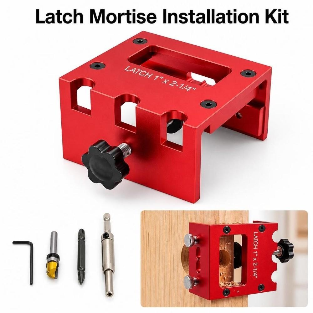 Red Bolt Mortise Installation Kit High Accuracy Bolt Mounting Kit Wooden Doors