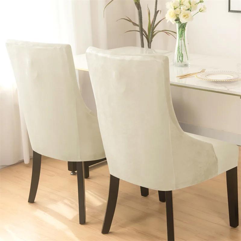 Toscana Velvet Chair Cover, Thick Cream Velvet