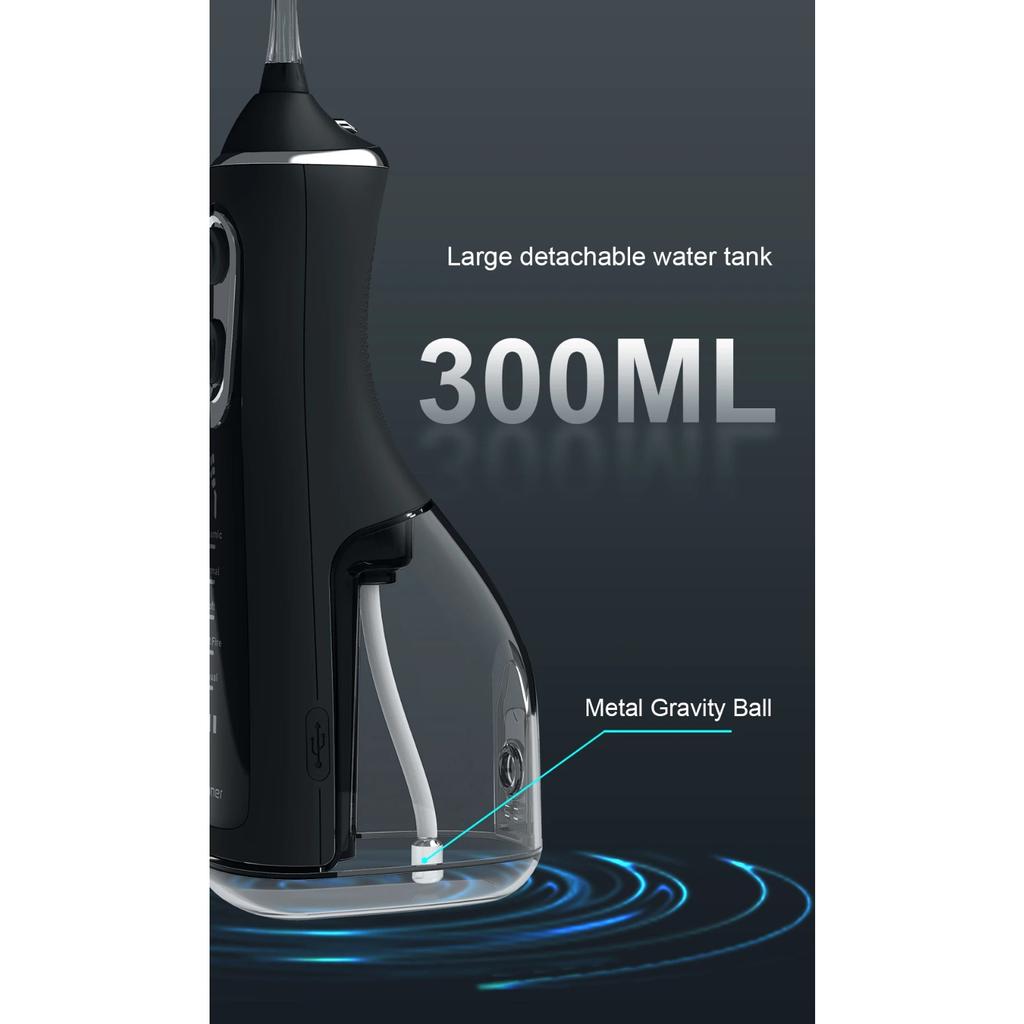 Оральный ирригатор 40-140PSI Зубной скалер 5 скоростей Водяная нить Перезаряжаемый стоматологический струйный очиститель воды 300 мл IPX6 Водонепроницаемый очиститель зубов