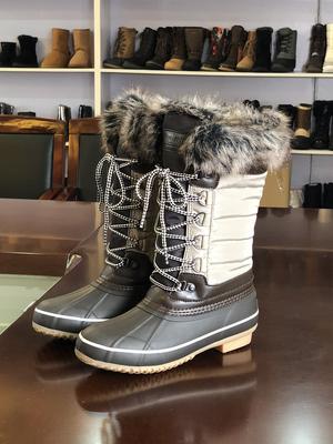 Зимние хитовые водонепроницаемые, нескользящие и теплые ботинки-дутики с высоким голенищем и утолщенным вельветом для женщин