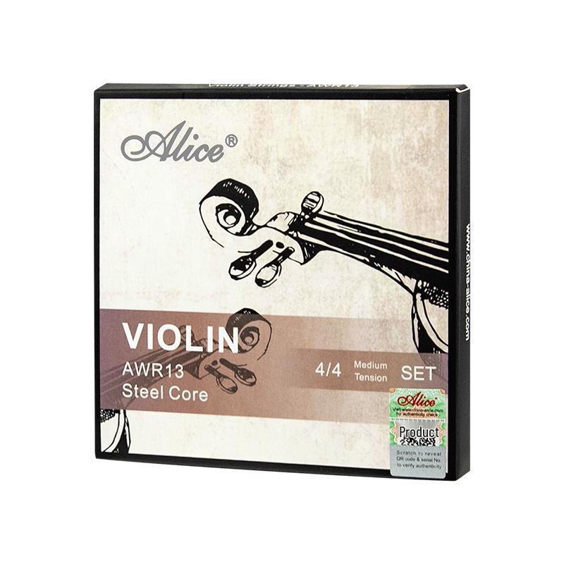 Струны для скрипки Alice AWR13: Высокопроизводительный набор для экзамена с высокоуглеродистой сталью и струнами с оплеткой из белой меди