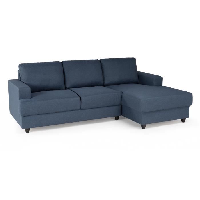 4-seater Right-hand Corner Sofa - Blue Fabric - Contemporary - L 215 X D 140 H 86 Cm - PAUL