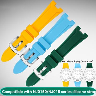 Ремешок для часов для серии Citizen ME NJ0150/0151/0158 Модифицированная версия резинового силиконового ремешка для часов желто-зеленого небесно-голубого вогнутого суставного ремешка