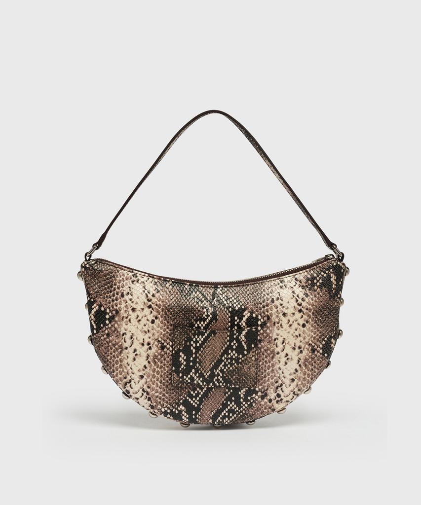 Yunse Half Moon Studded Shoulder Bag (Snake)
