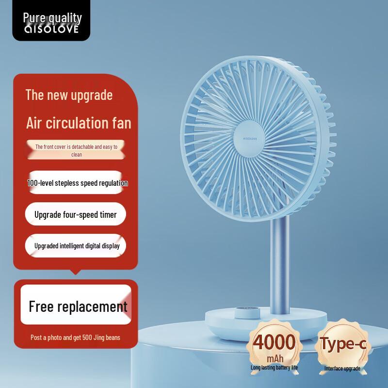 SOLOVE F21 Portable USB Rechargeable Oscillating Desk Fan