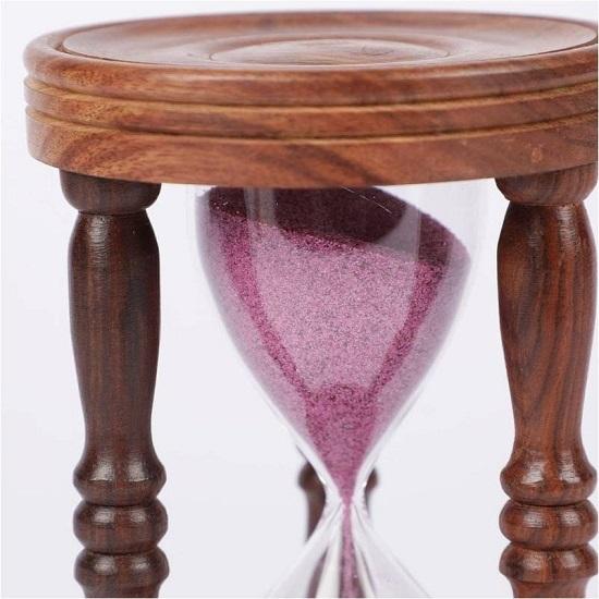Wooden Pink Sand Timer Sand Glass Sand Clock for Gifting Collectibles for Home and Office Decor