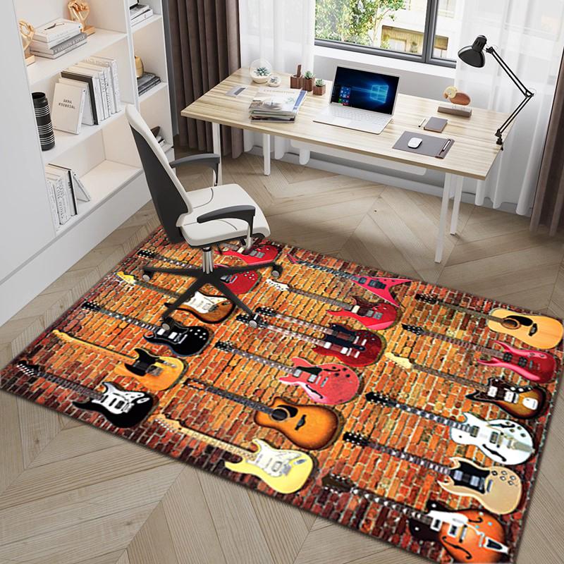 1Pc Electric guitar theme Printed circular carpet, home door mat, outdoor travel protection carpet A4