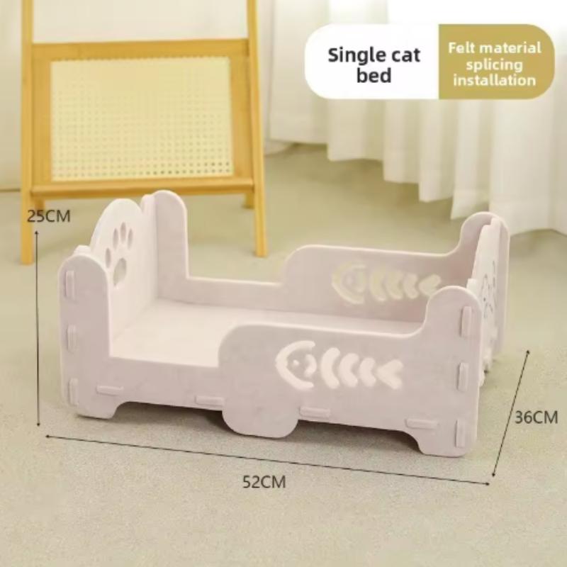 2-Layer Felt Cat House Indoor Multi-Functional Pet Bed for Large Cats And Kittens Breathable Washable Scratching Board Removable
