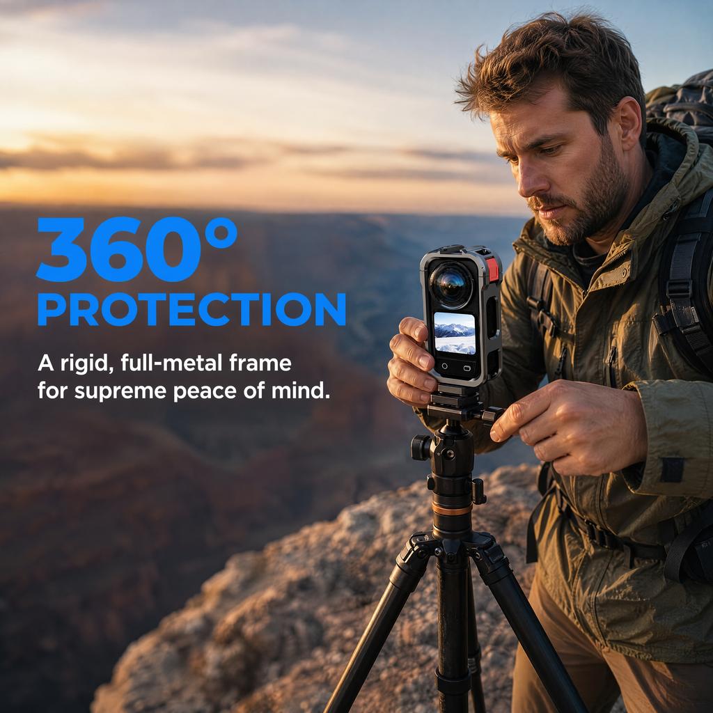 Рамка-клетка для Insta360 X6, Защитный корпус-рамка из ПК с креплением «холодный башмак», Совместим с аксессуарами для Insta 360 X6