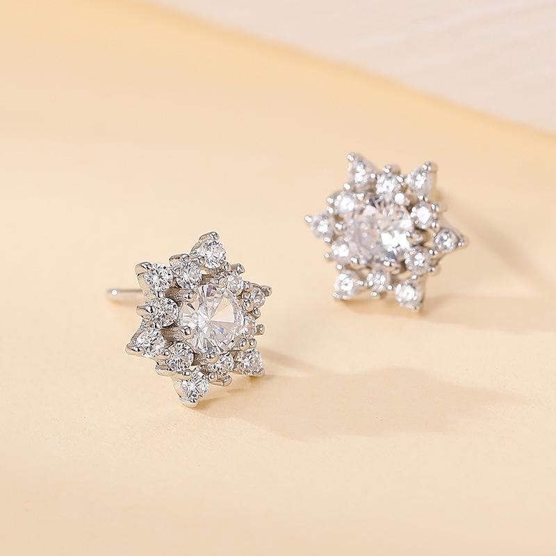 Серьги Banyan Tree S925 Silver Snowflake Diamond - Элегантный дизайн для осени/зимы