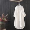 Spring Summer Medium To Long Shirt Women Loose Breathable Midi Shirt and Blouse Lady Simple Solid Color Long Shirts