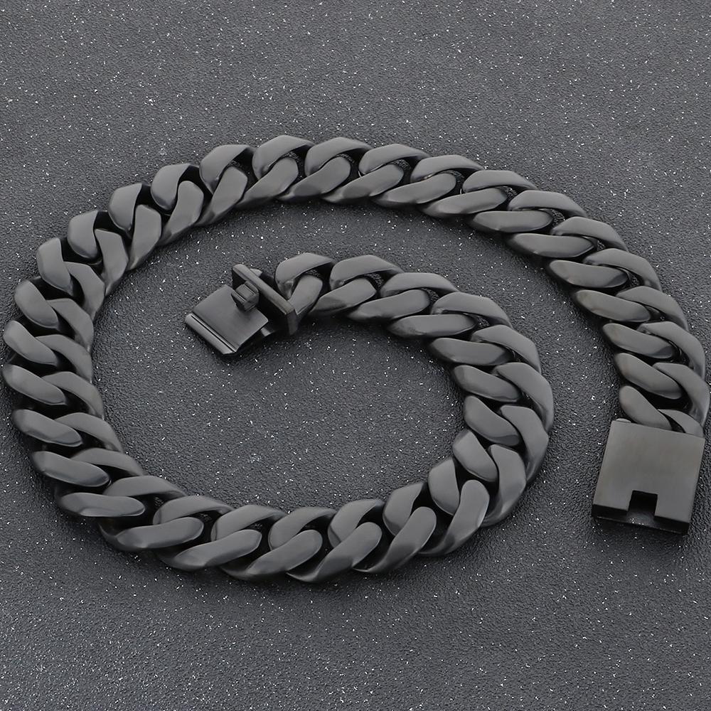 Мужское ожерелье из кубинской цепи длиной 60 см и шириной 24 мм из матовой цельной нержавеющей стали с панцирным плетением для мужчин, ювелирные изделия на шею
