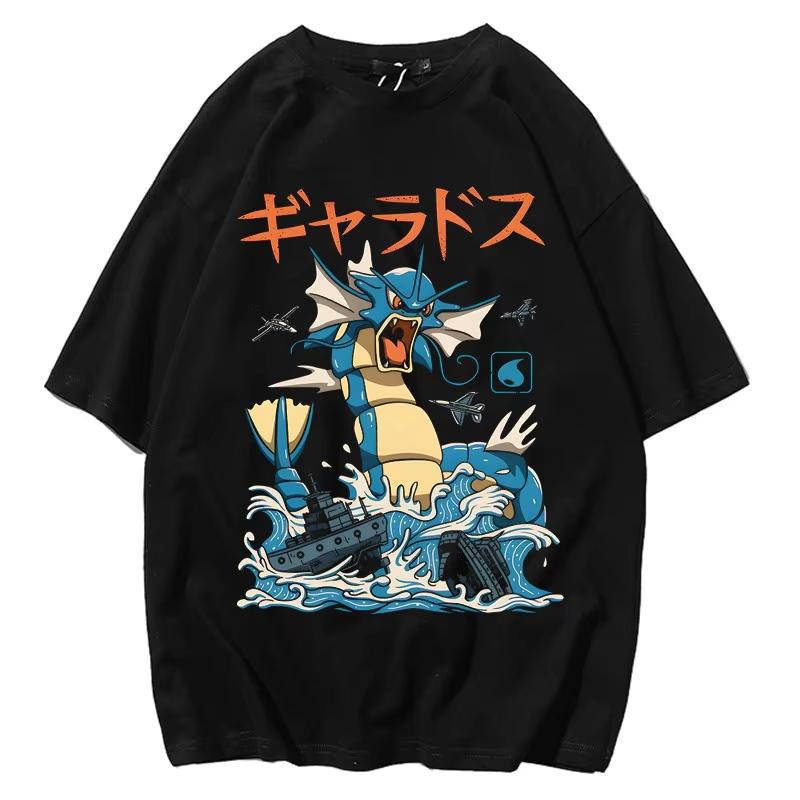 Pok Mon Tshirt with Printed Short Sleeved Anime Cartoon Childrens Clothing Unisexs and Womens Clothing