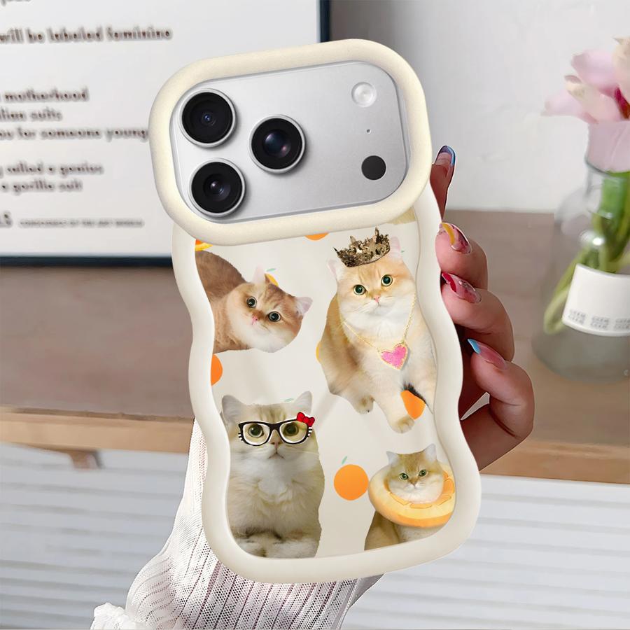 Милый Чехол Кошка для iPhone 13 17 Air 12 8 15 Plus 11 14 XR 16 Pro Max Мягкий Чехол для Телефона
