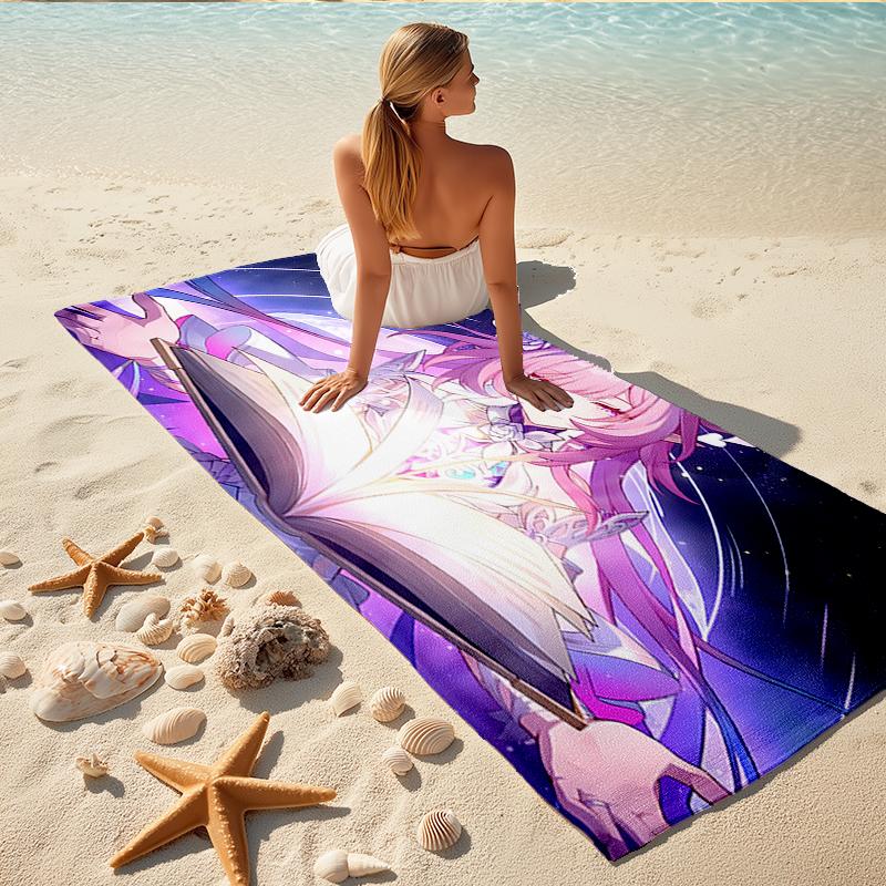 1Pc Fantasy Anime Girl Beach Towel Quick Dry Multiuse For Beach Pool Gym Yoga Home Travel Christmas Halloween Xmas Gift S184