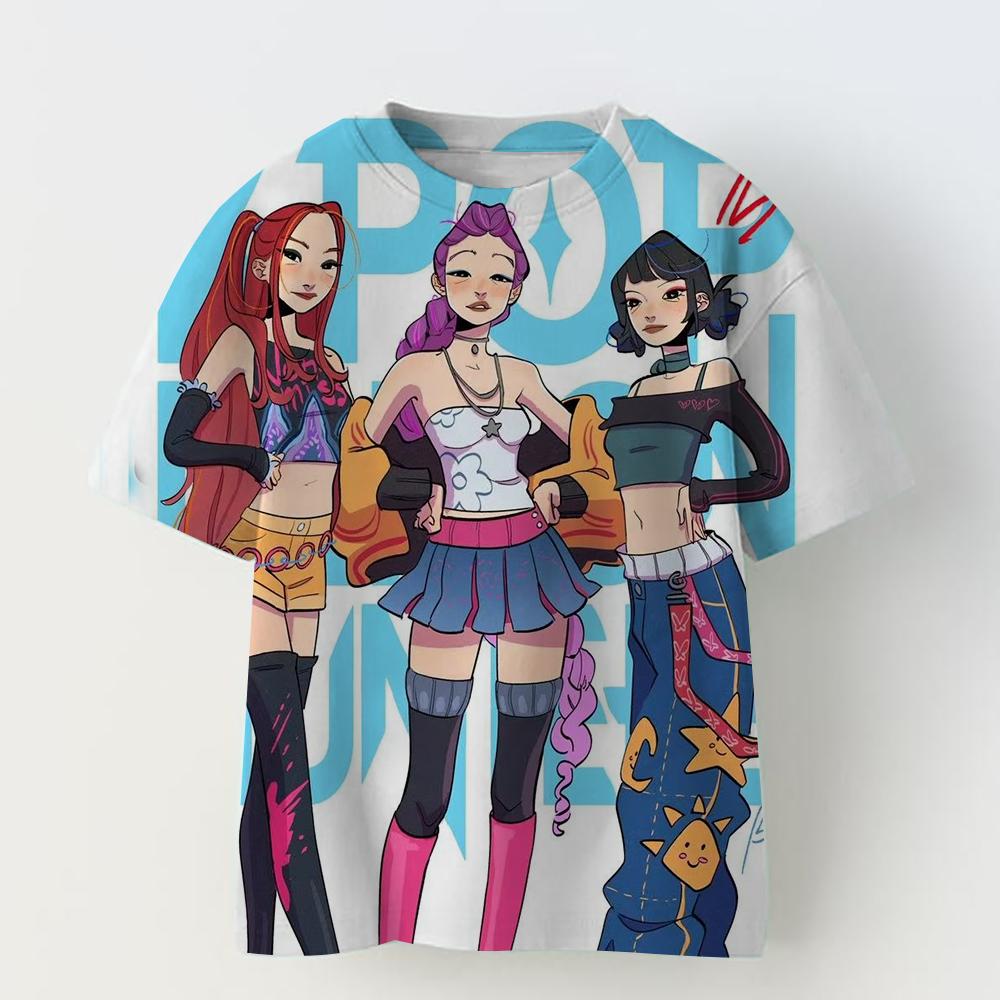 Hot Sale Girls' Witch Hunting Team Children's Heart-shaped Pattern Short-sleeve Soft T-shirt Fashion