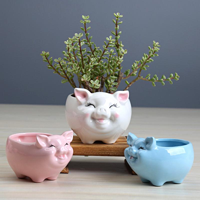 1 шт., украшение в виде свиньи, вырезанный цветочный горшок, S/M/L, цветочный горшок, садовые принадлежности, горшок для суккулентных растений, керамический
