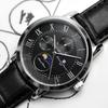 Salvatore Marra Фаза Луны 5 АТМ Водонепроницаемые Кожаные Лимитированные Мужские Часы с Мульти-Календарем, Ремешок, Издание, Серебристый/Черный, SM21106-SSBK