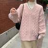 Мягкий восковой нежный ветер V-образный вырез свободный пуловер утолщенный свитер с косами осень-зима новый верхняя одежда вязаный свитер топ женский