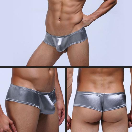 Men Solid Color Low Rise Sexy U Convex Bulge Pouch T-Back Thong Briefs