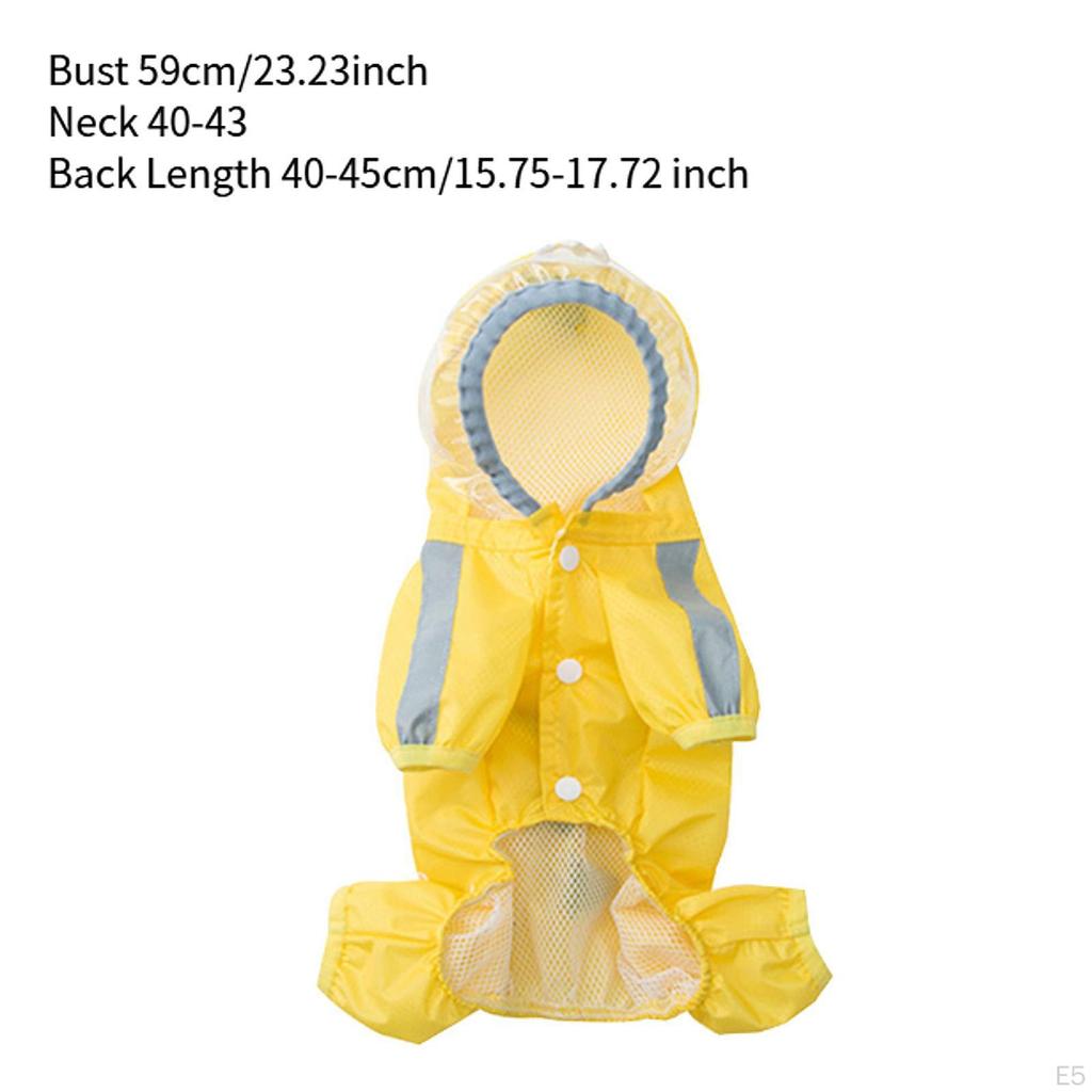 Dog Raincoat Rain Jacket Cartoon Dinosaur with Leash Hole Outdoor Pet Clothes Poncho