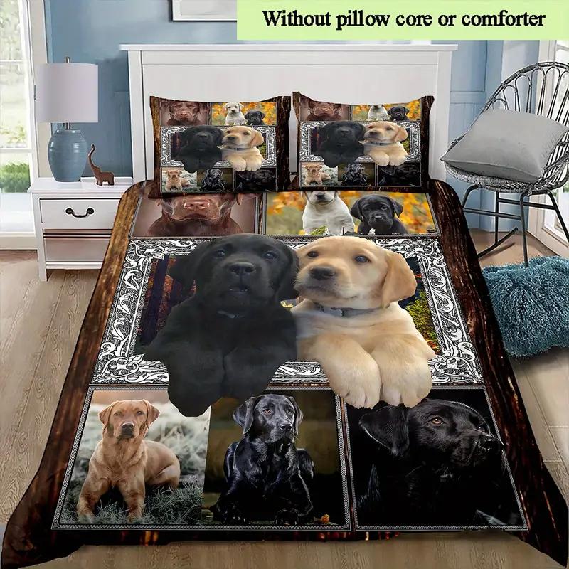 Комплект пододеяльника на тему собак, Мягкий и дышащий, С постельным бельем с животным принтом, Милый комплект пододеяльника с рисунком собаки, Полиэстер