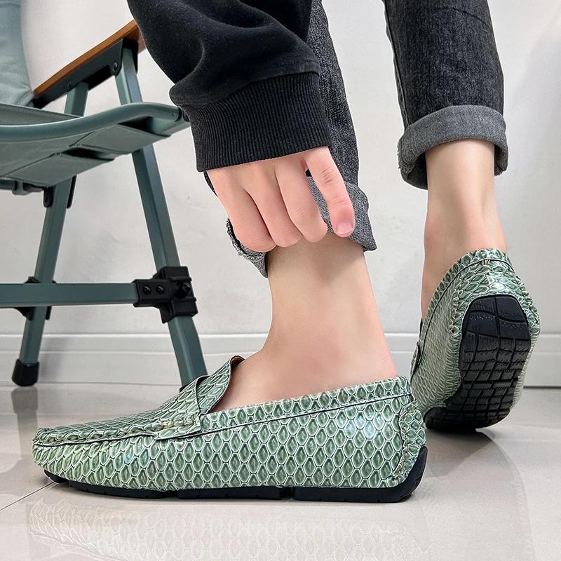 New Loafers Men Handmade Leather Loafer Casual Driving Flats Slip-on Shoes Luxury Comfy Moccasins Black Loafers Shoes for Men