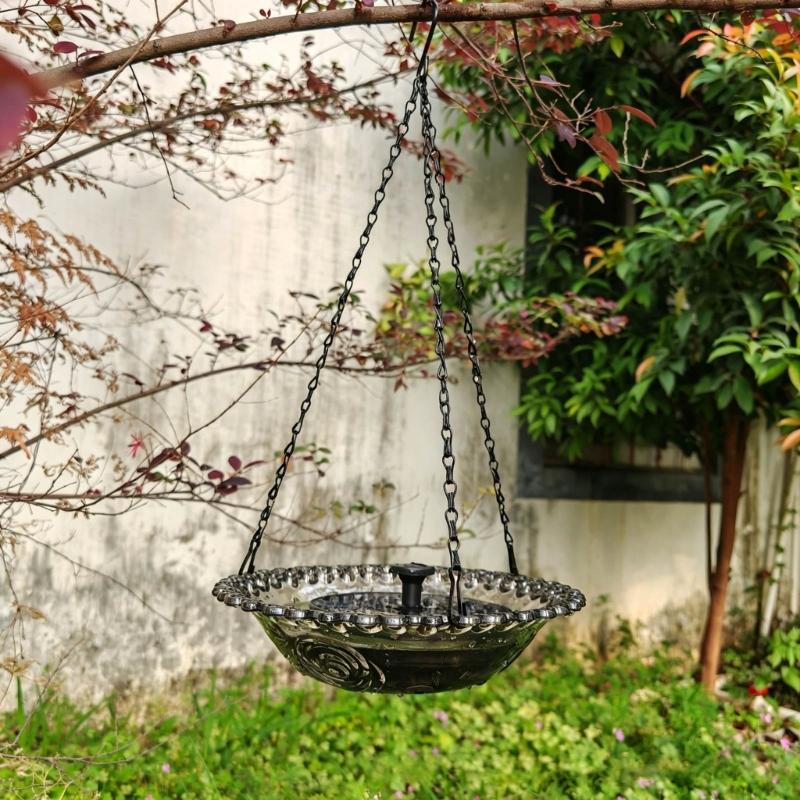 Solar Bird Baths Hangable Shower Bowl Solar Fountain For Bird Bath With Water Pumping Birdbath For Outdoor Garden