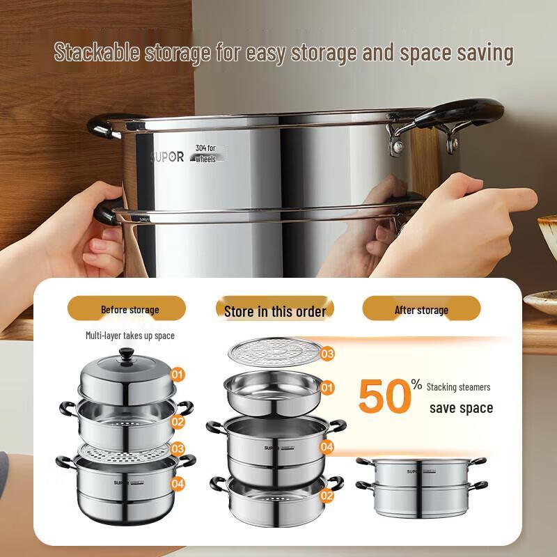 Supor 26cm Stainless Steel Double Layer Steamer Pot