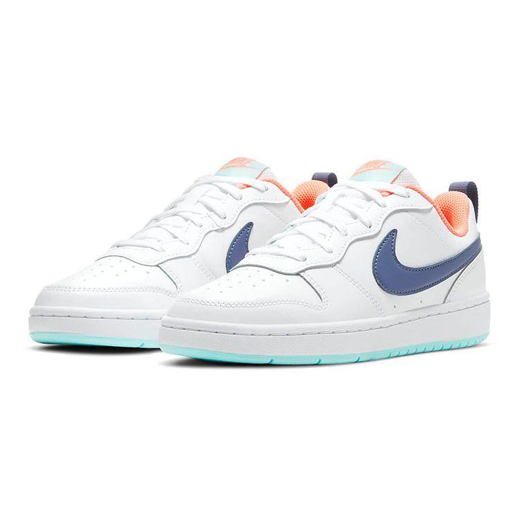 Nike Детские кроссовки Court Borough Low 2 GS White Dark Purple Dust Copa Bright-Mango BQ5448-112