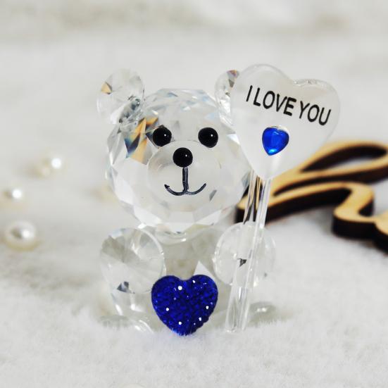 Clear Bear Figurine Valentine's Day Gift I Love You Faux Crystal Bear