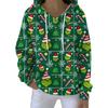 Ladies' Loose And Comfortable Drawstring V-neck Long Sleeved Christmas Printed Sweatshirt
