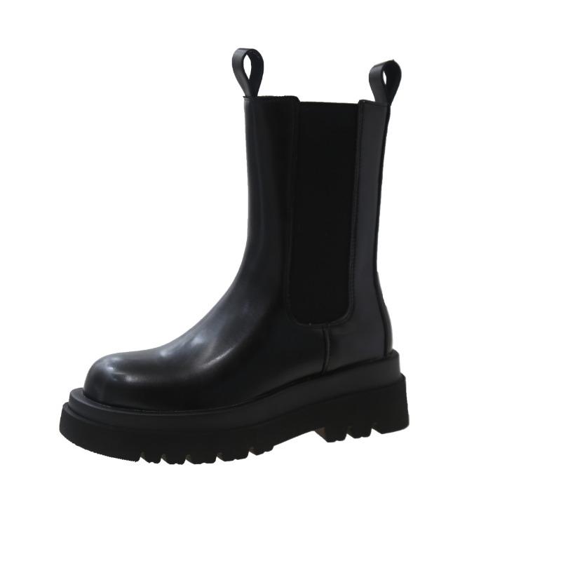 New Fashion Shoes: Mid-calf Thick-soled Autumn and Winter Single Boots, Short Boots, and Chimney Boots